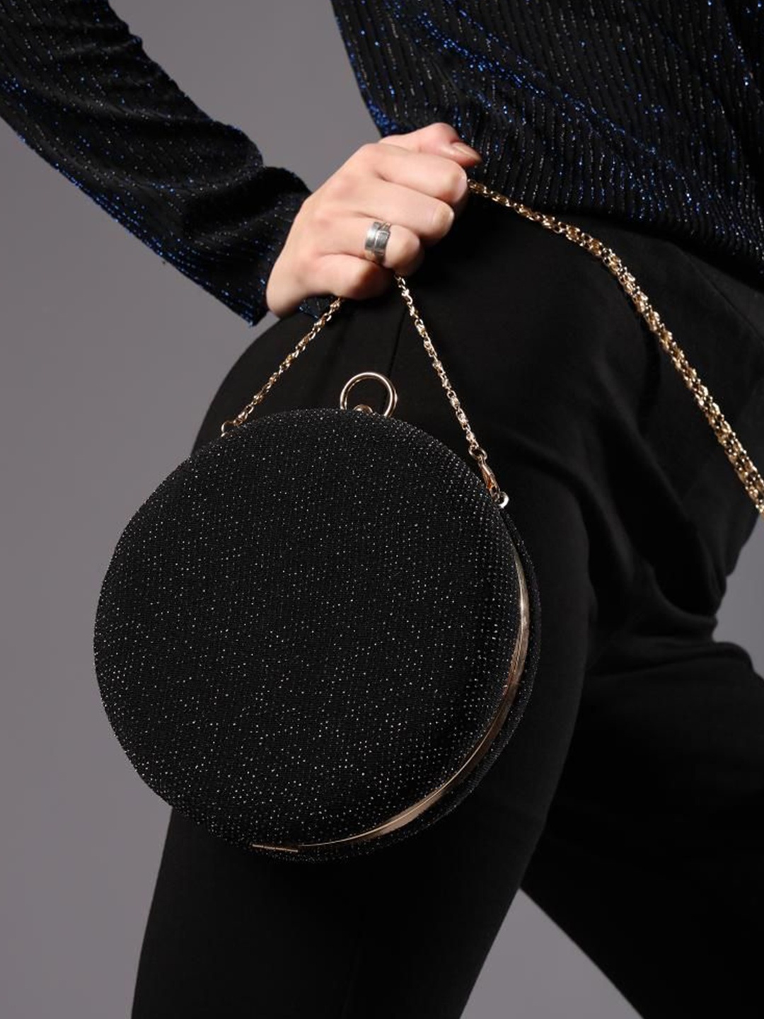 

ENSAC Printed Purse Clutch, Black