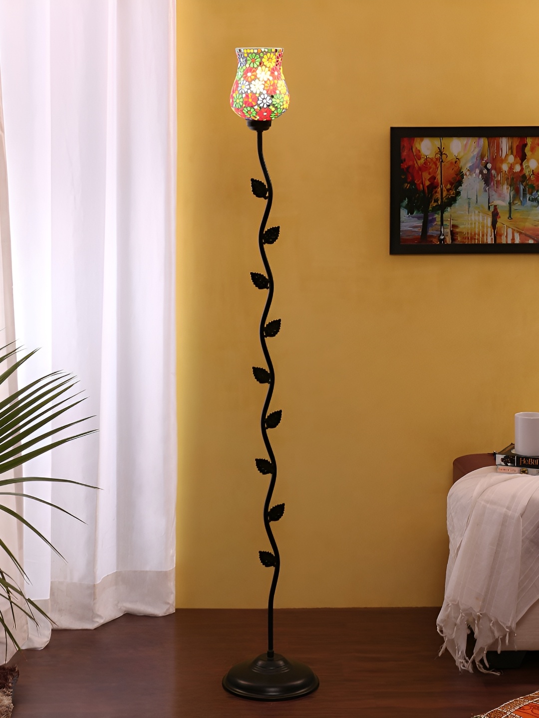 

Devansh Black & Red Printed Glass Bell Shaped Floor Lamp