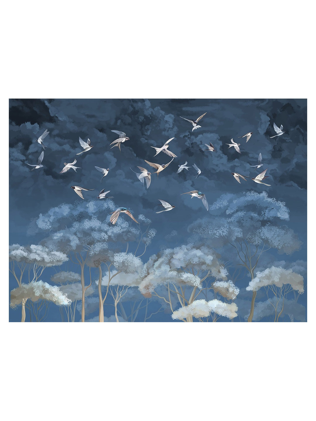 

CVANU Blue & White Birds & Animals Canvas Paintings Wall Art