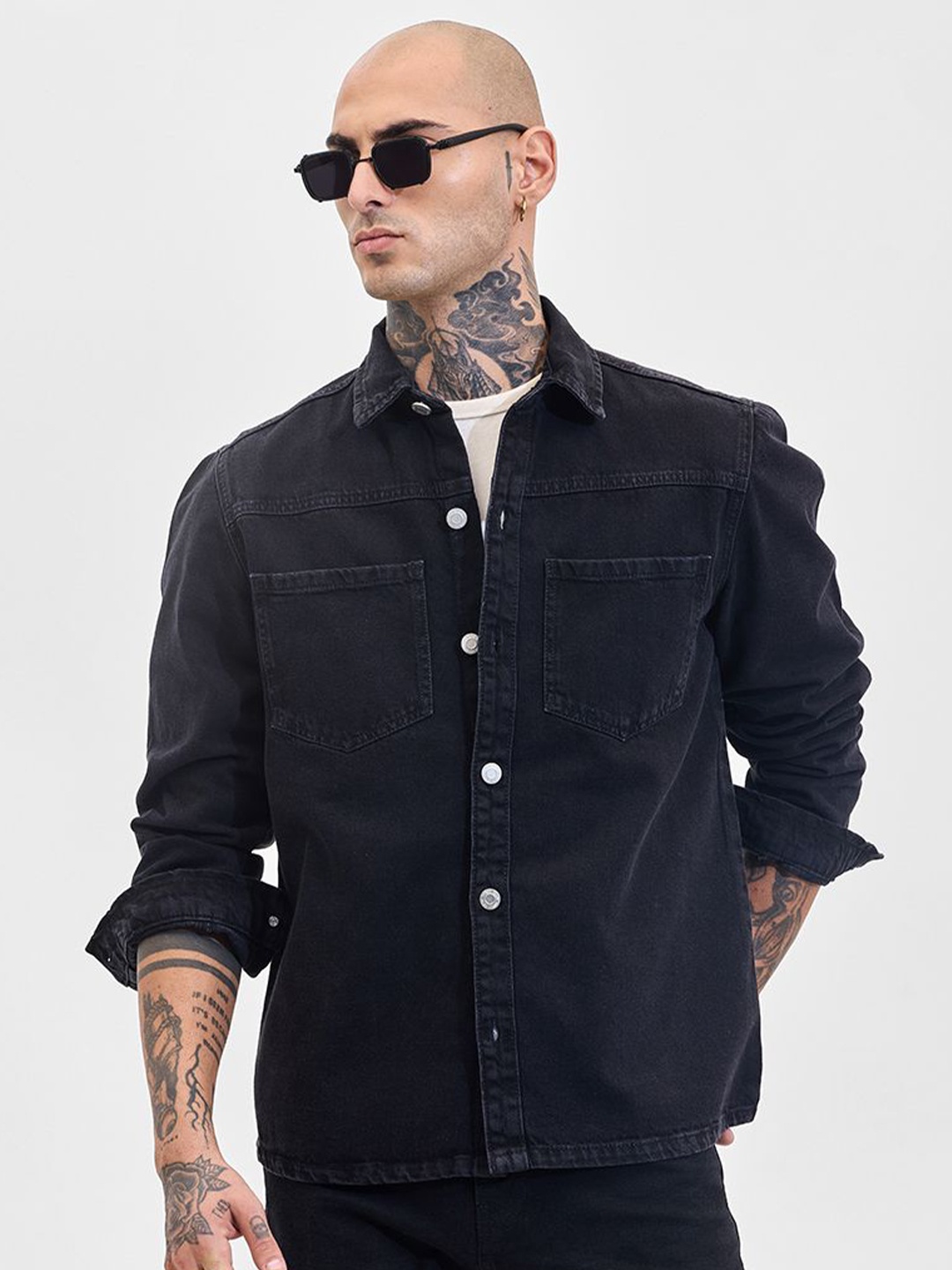 

Snitch Men Relaxed Opaque Casual Shirt, Black
