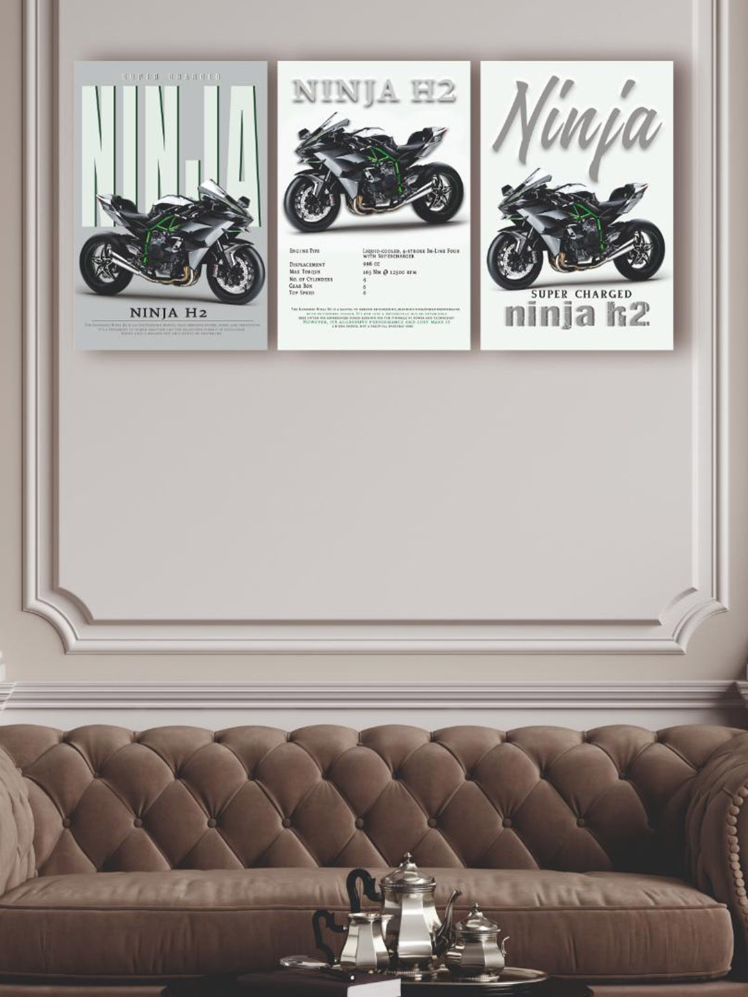 

CVANU White & Black 3 Pieces Abstract Printed Poster Stickers