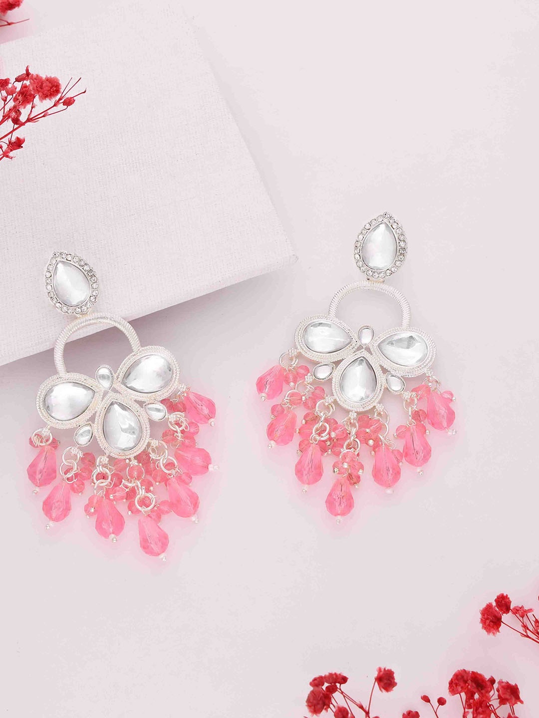 

Anouk Silver Plated Artificial Beads Contemporary Jhumkas
