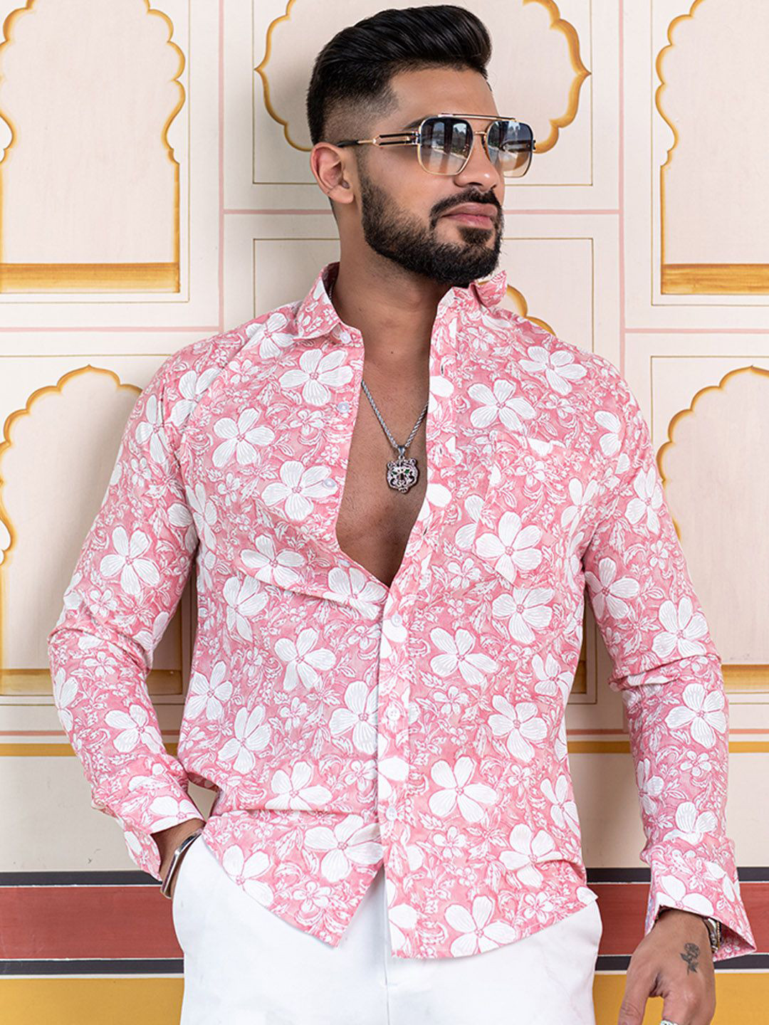 

Tistabene Men Floral Opaque Printed Casual Shirt, Rose