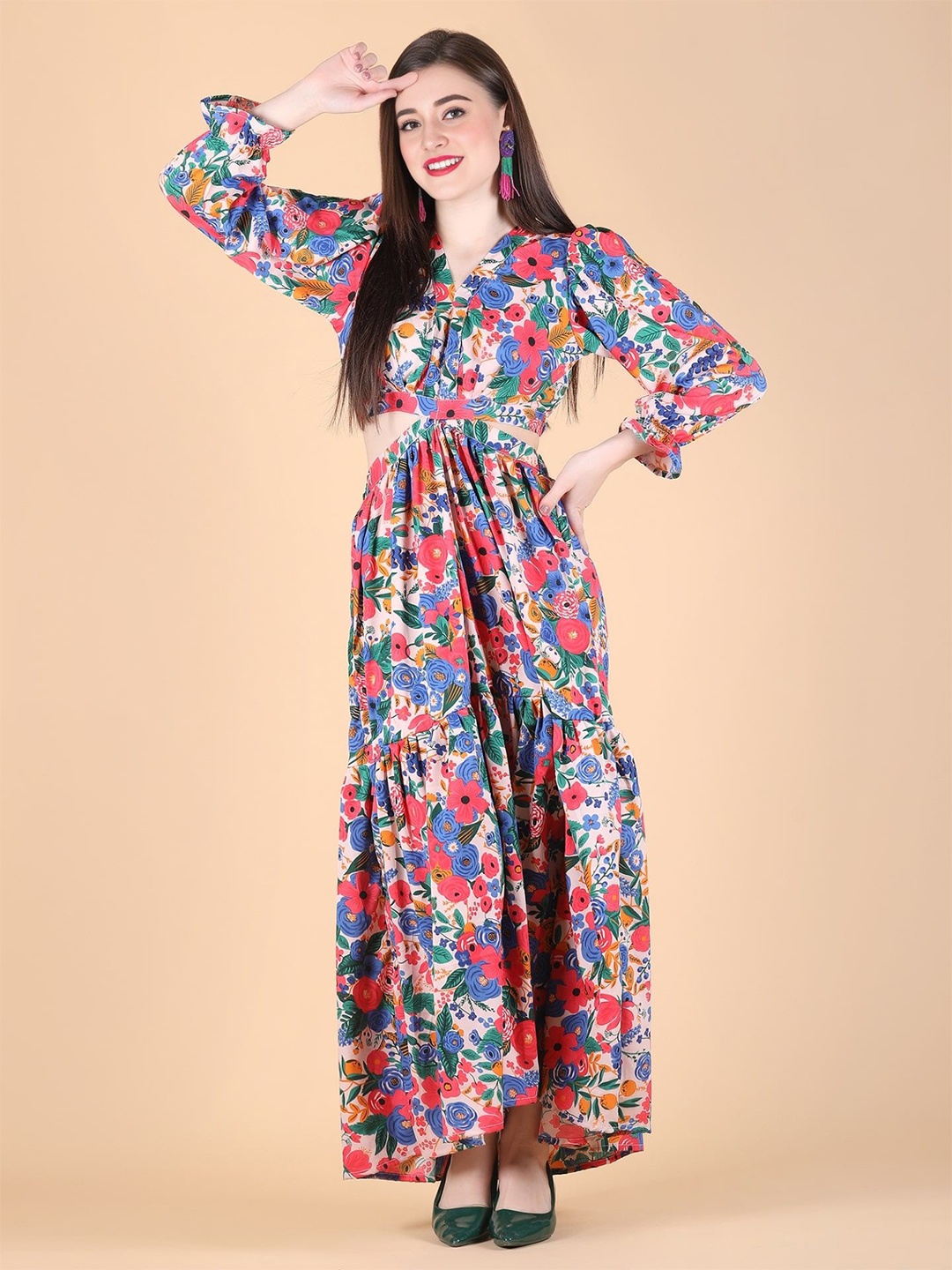 

Moda Rapido Crepe Fit & Flare Maxi Dress, Red