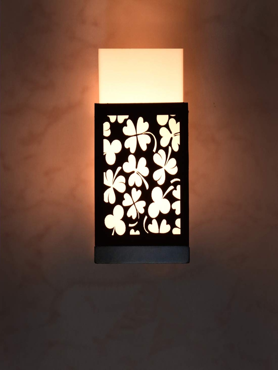 

Gojeeva Black & White Textured Contemporary Wooden Rectangle Shaped Wall Lamp
