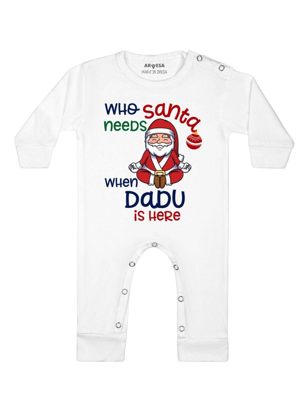

Arvesa First Christmas Printed Baby Romper, White
