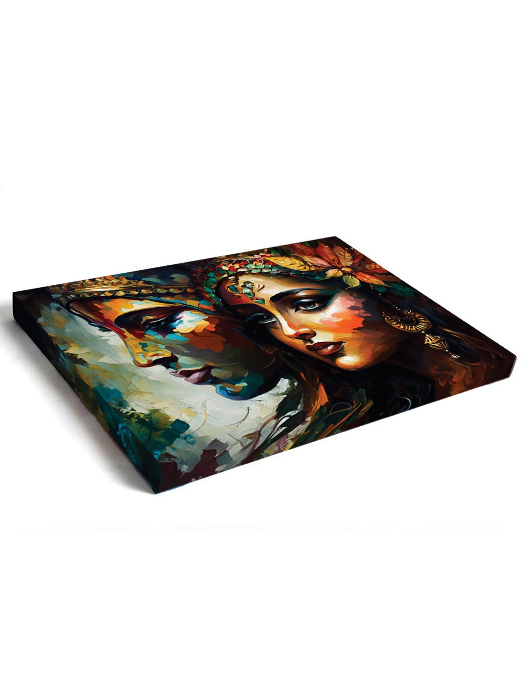 

CVANU Blue & Brown Radha Krishna Canvas Painting Wall Art