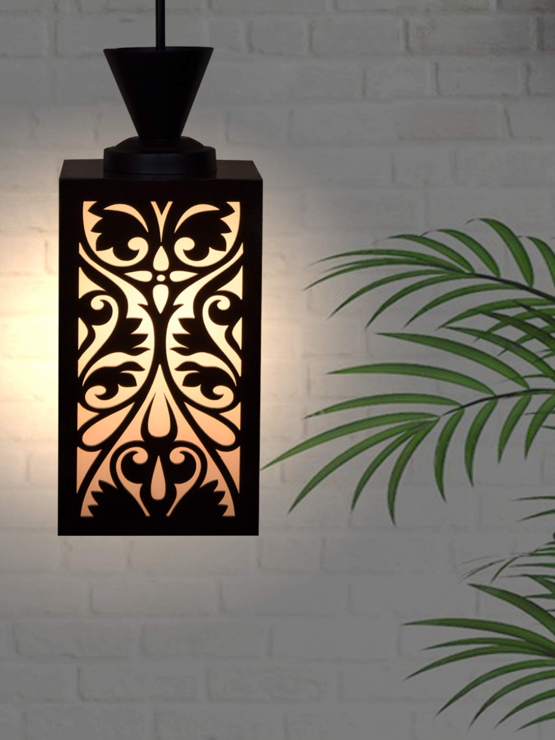 

Gojeeva Black and White Textured Wooden Contemporary Rectangle Shaped Ceiling Lamp