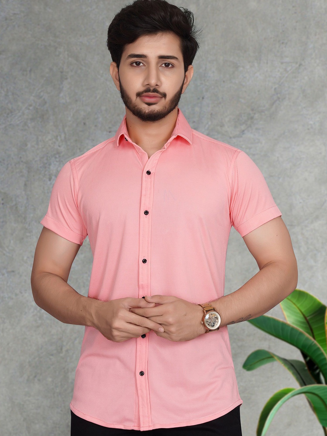 

MARMIC FAB Men Classic Slim Fit Opaque Printed Casual Shirt, Pink