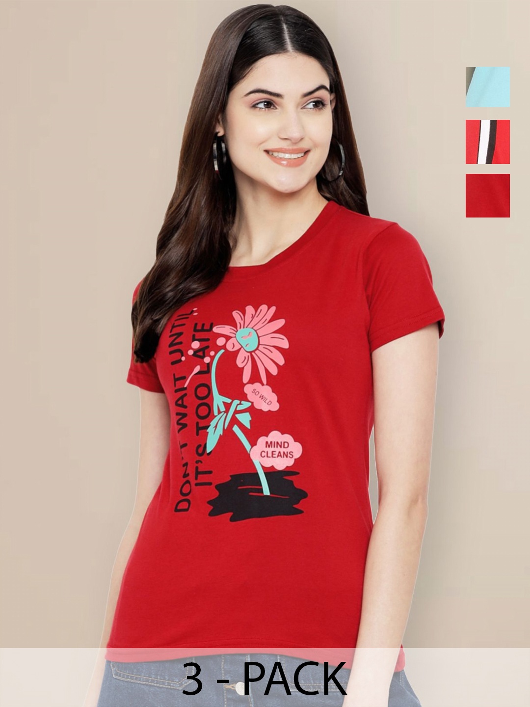 

Metronaut Women Typography 3 Printed Applique T-shirt, Multi