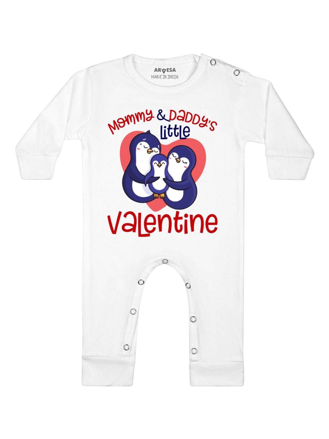

Arvesa Mommy And Daddy Little Valentine Printed Baby Romper, White