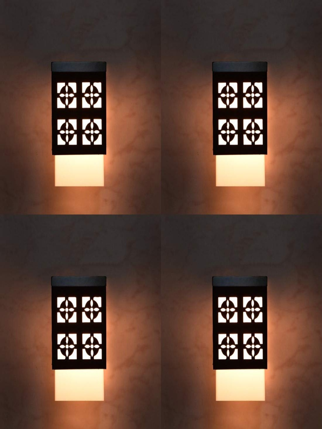 

Gojeeva Black & White 4 Pieces Textured Wooden Square Shaped Ceiling Lamps