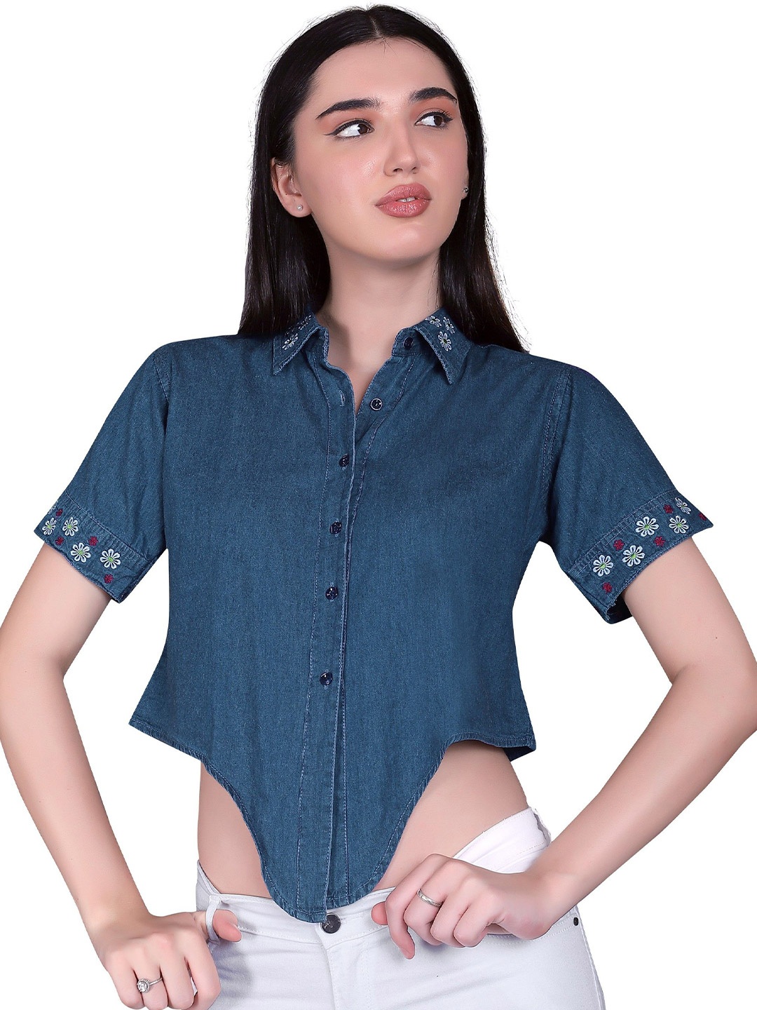 

CEFALU Women Opaque Casual Shirt, Blue