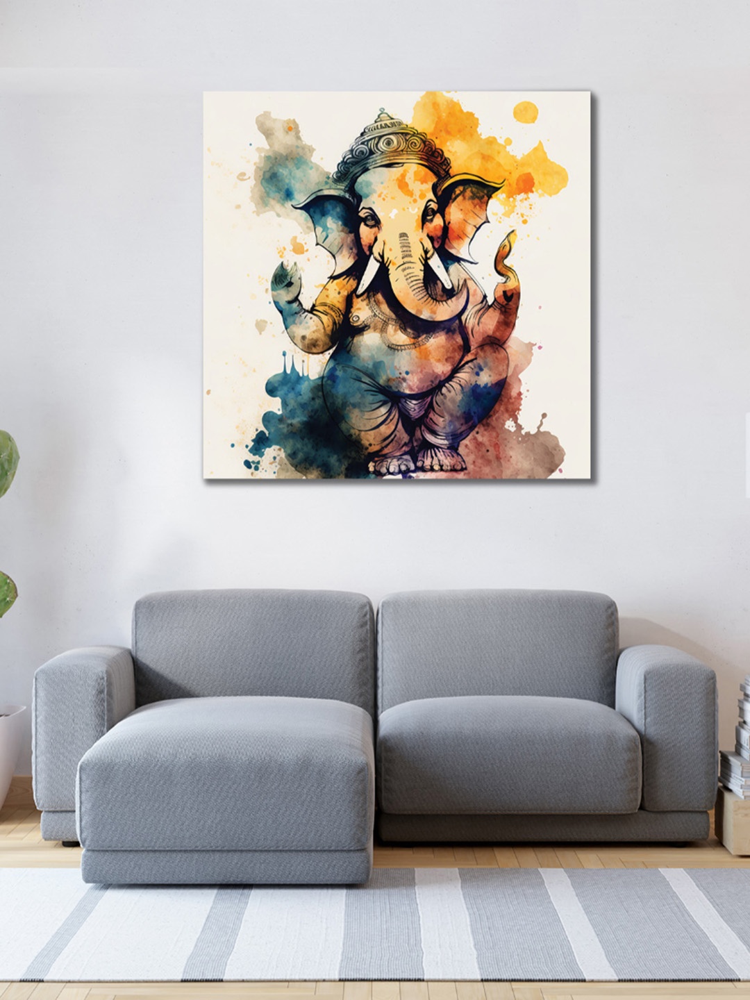 

CVANU Yellow & Blue Religious Canvas Painting Wall Art