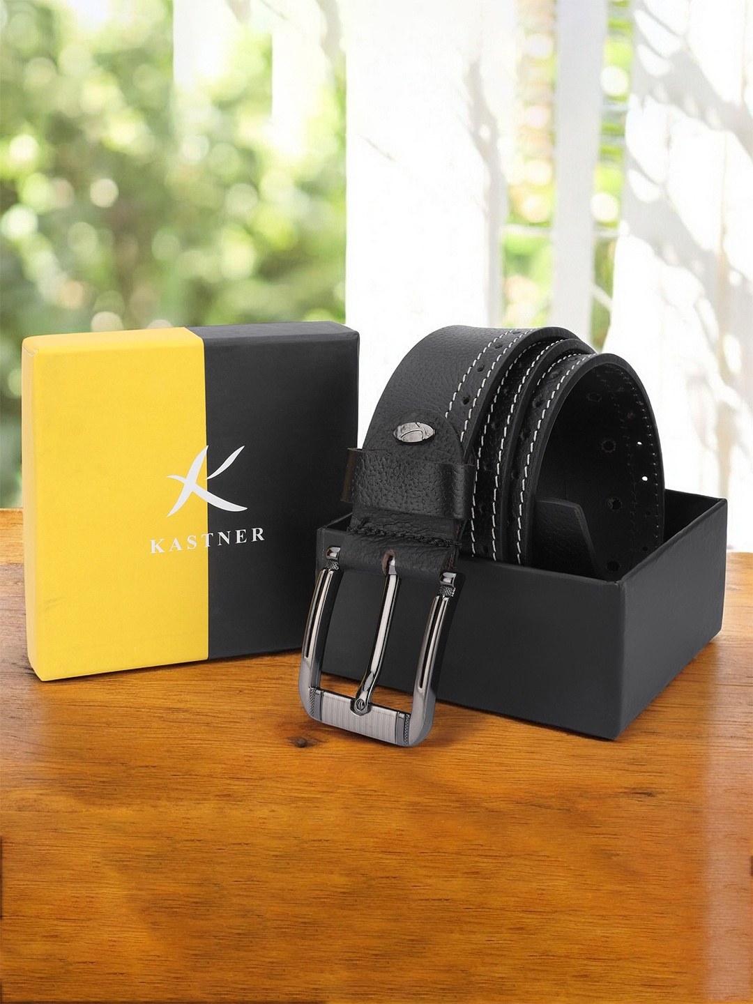 

Kastner Men Leather Formal Belt, Black