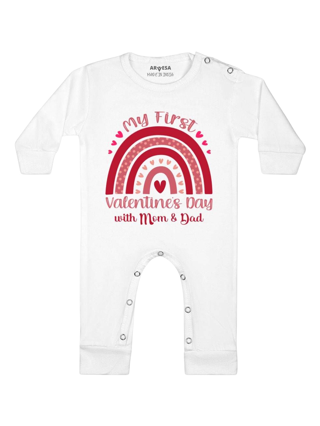 

Arvesa First Valentine Printed Baby Romper, White