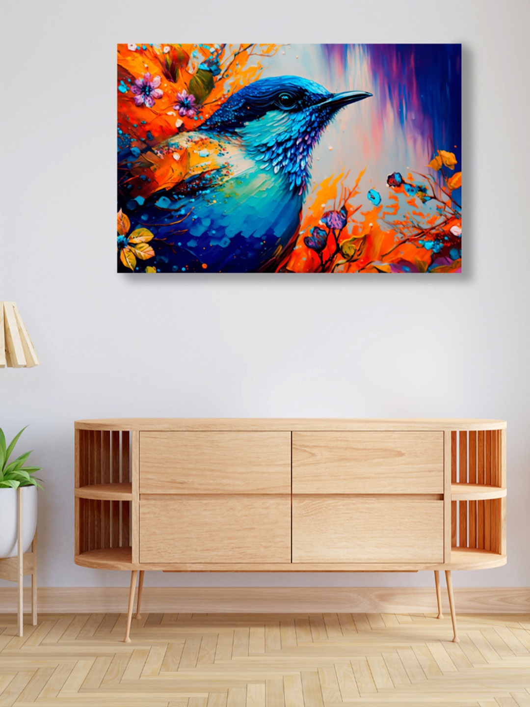 

CVANU Blue& Orange Birds& Animals Canvas Wall Paintings