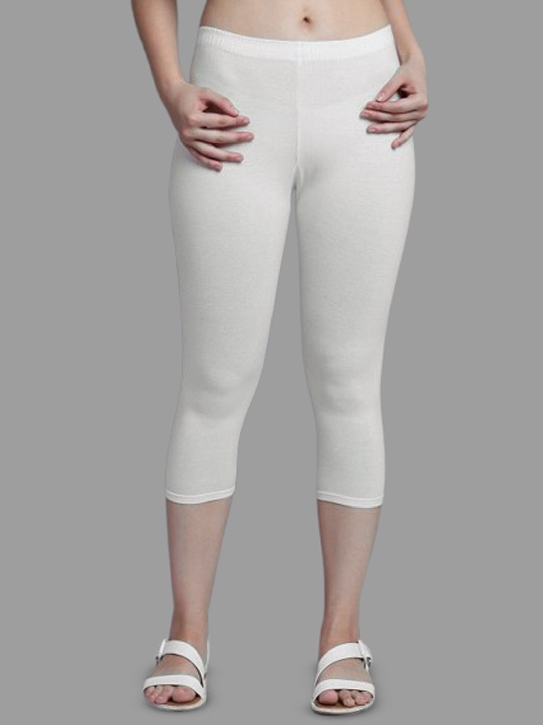 

Trend Level Mid Rise Three-Fourth Length Leggings, Cream