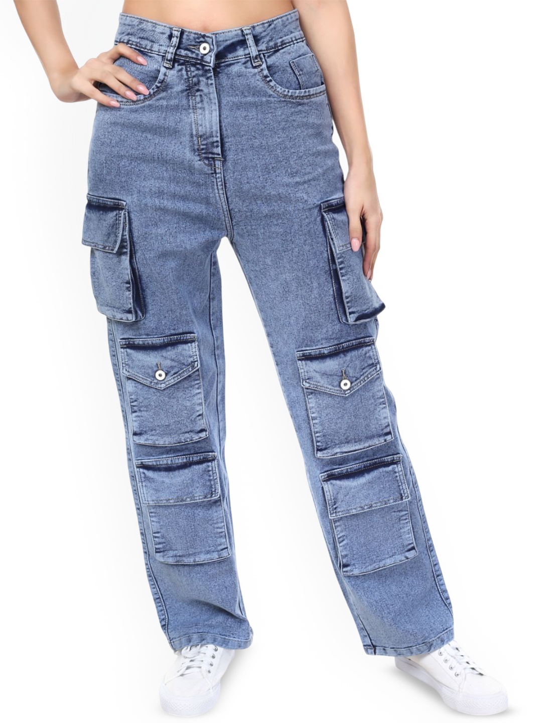 

VBEAUTI Women Jean Straight Fit High-Rise Stretchable Jeans, Blue