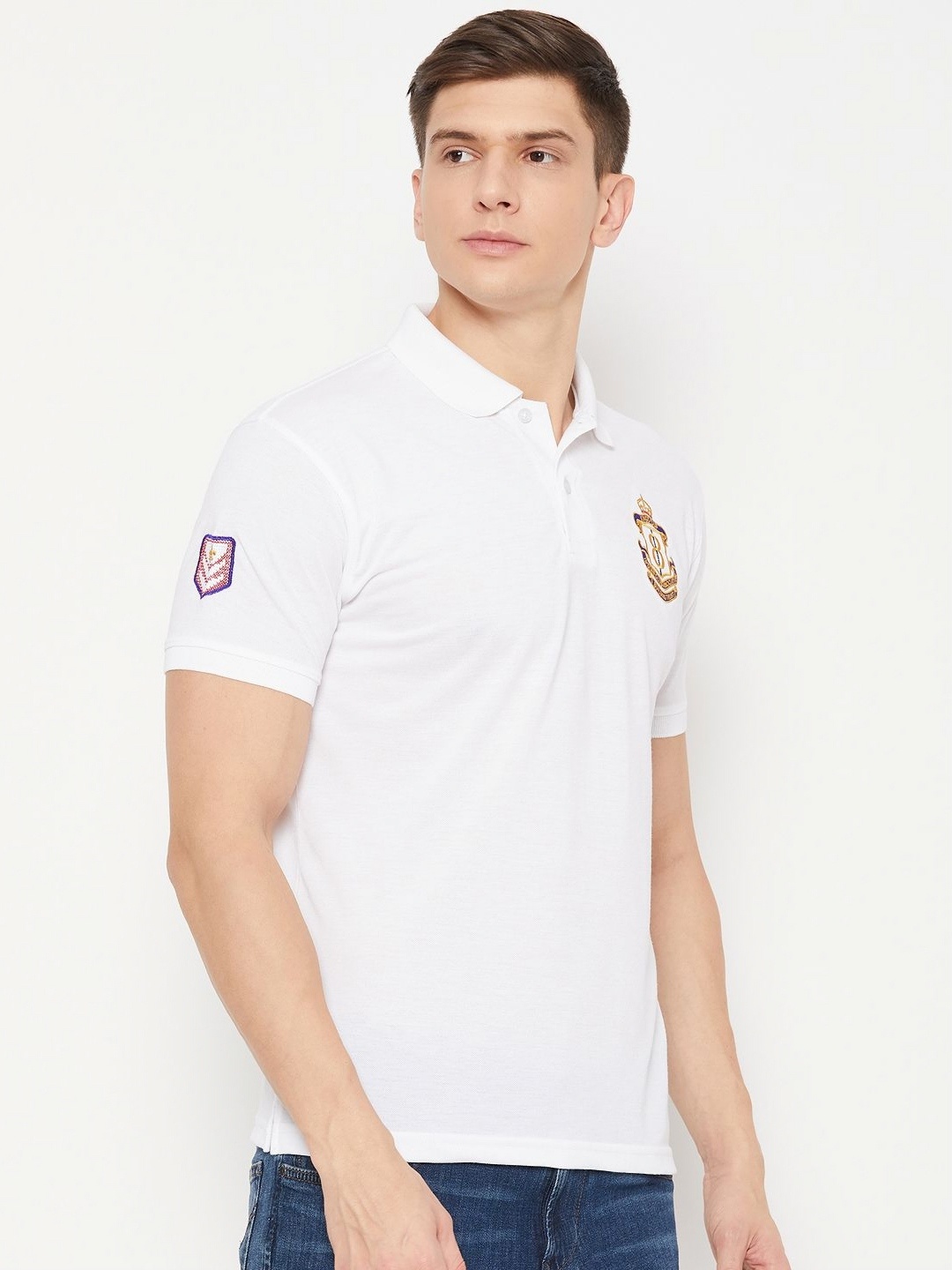 

UBX Men Polo Collar T-shirt, White