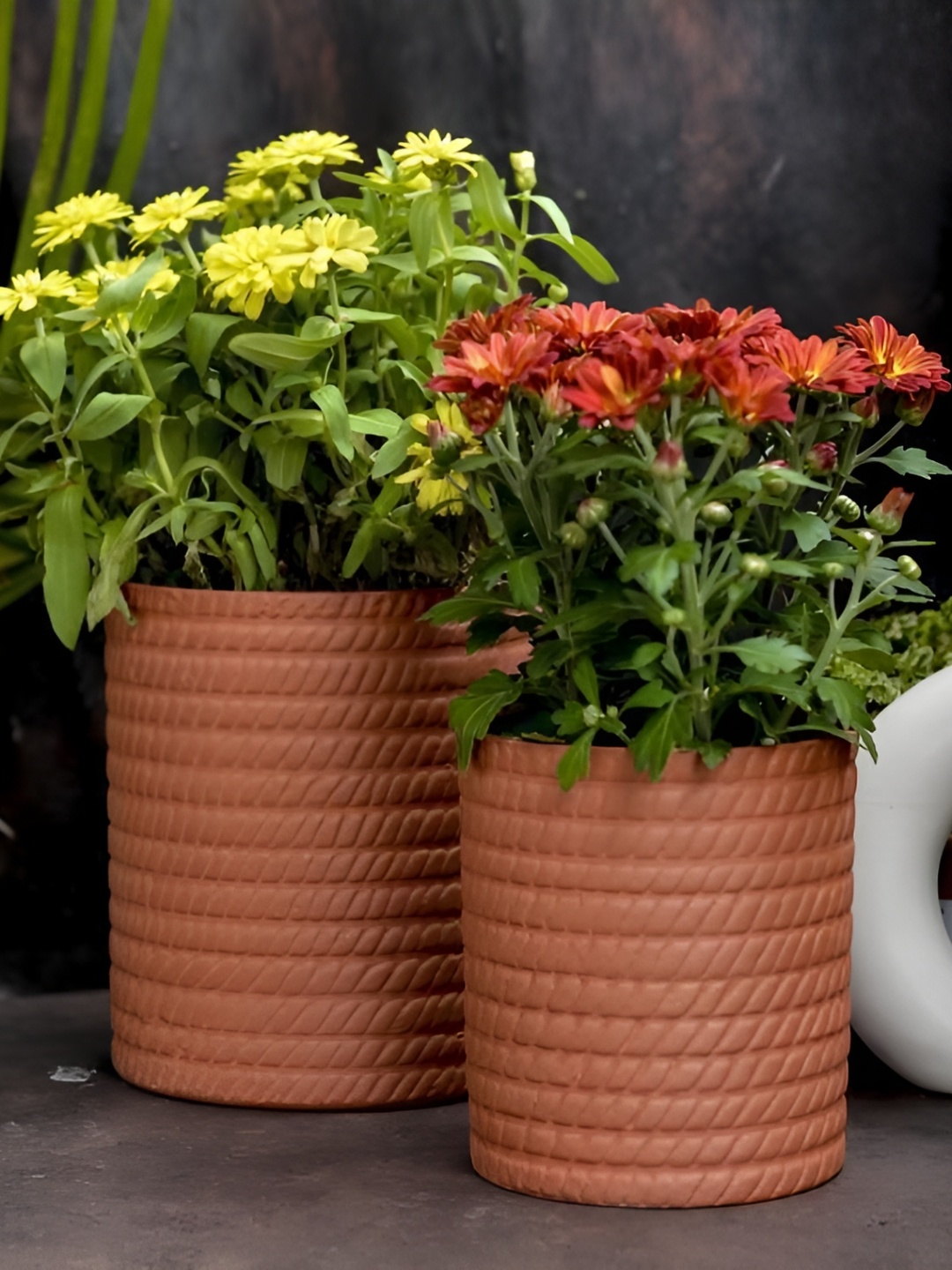 

The handicraftian Brown 2 Pieces Zig Zag Clay Planters