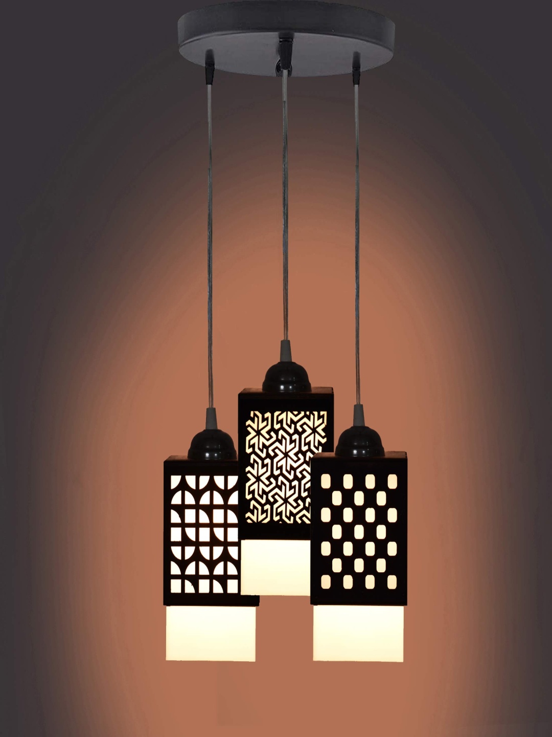 

Gojeeva Black & White Textured Wooden Square Shaped Wall Lamp