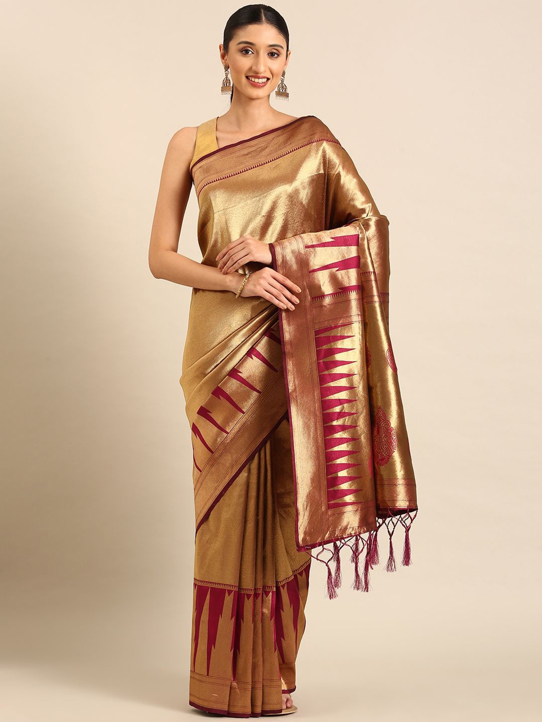 

DIVASTRI Woven Design Zari Silk Blend Designer Banarasi Saree, Purple