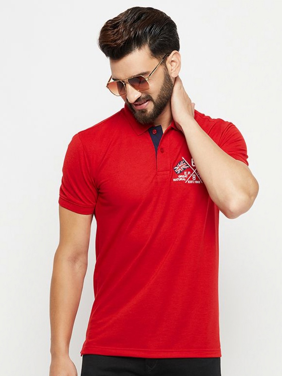 

XFOX Men Polo Collar T-shirt, Red