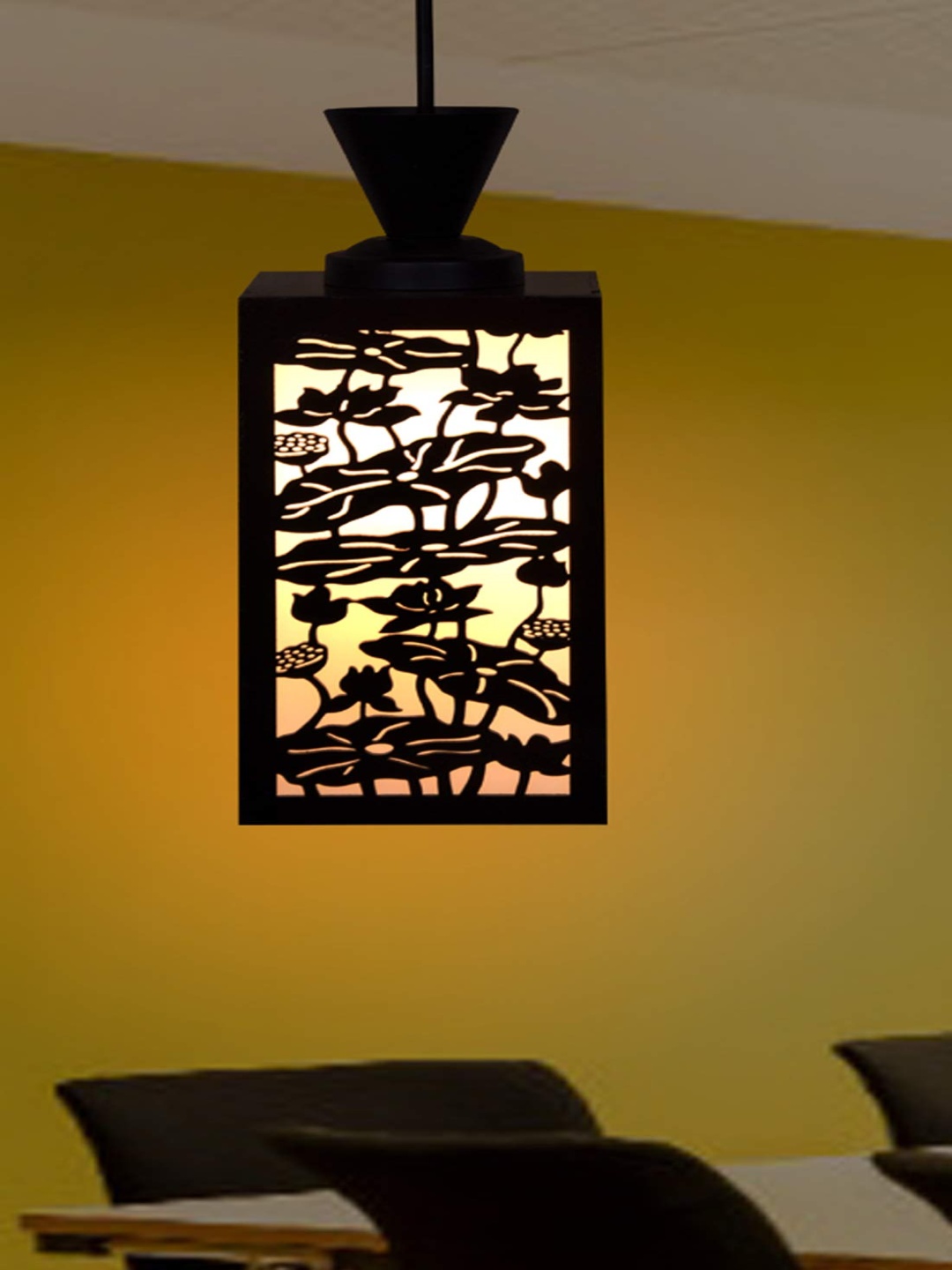 

Gojeeva Zup Black & White Wooden Textured Contemporary Rectangle Shaped Wall Hanging Lamp