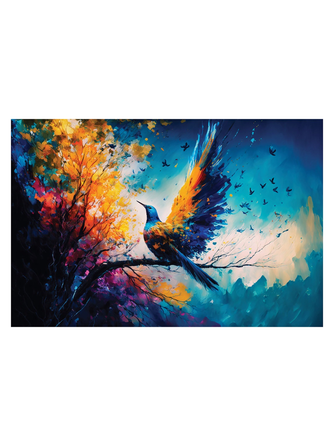 

CVANU Orange & Blue Unframed Canvas Painting Wall Art