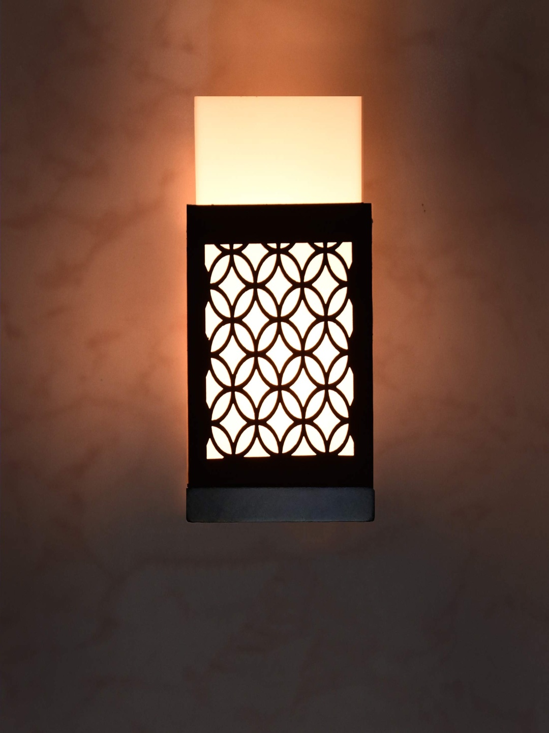 

Gojeeva Black & White Textured Contemporary Wooden Rectangle Shaped Wall Lamp