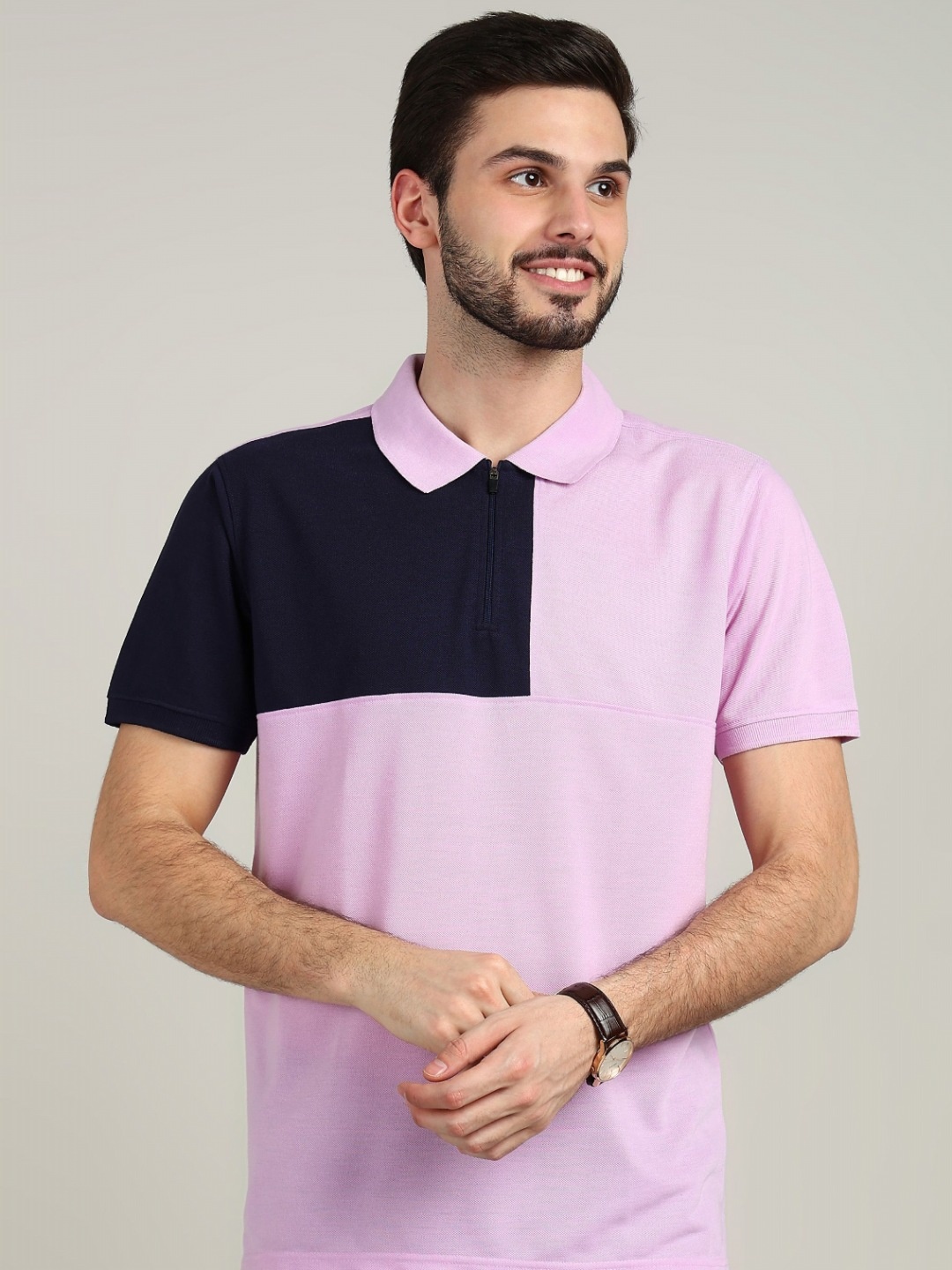 

XFOX Men Colourblocked Polo Collar T-shirt, Purple