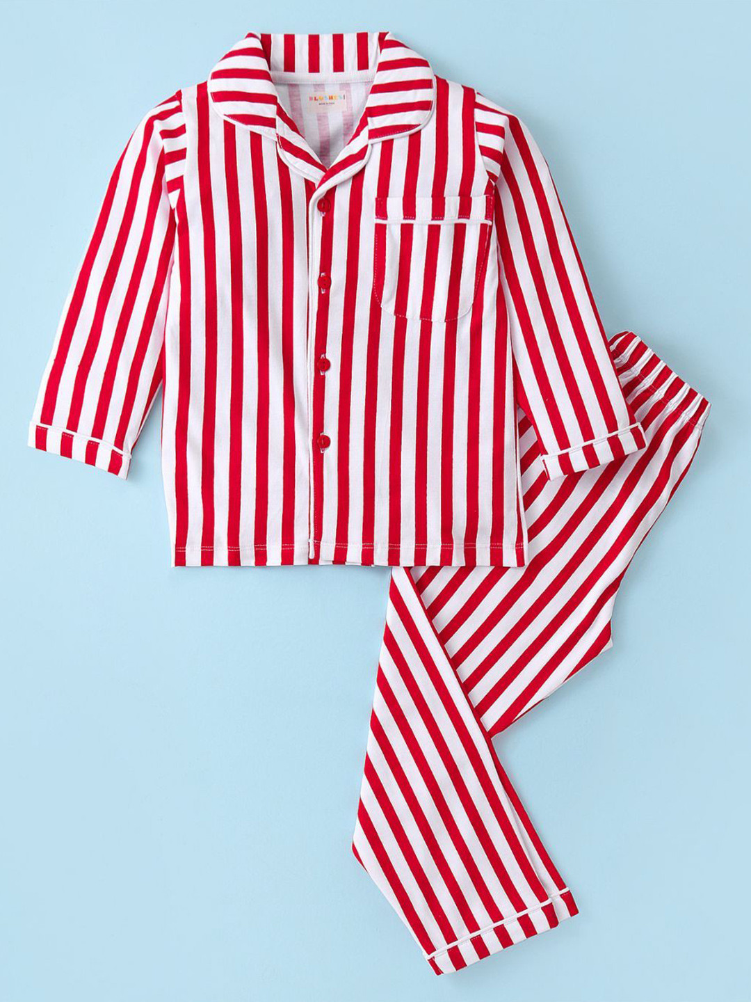 

BLUSHES Unisex Kids Striped Shirt with Pyjamas, Red