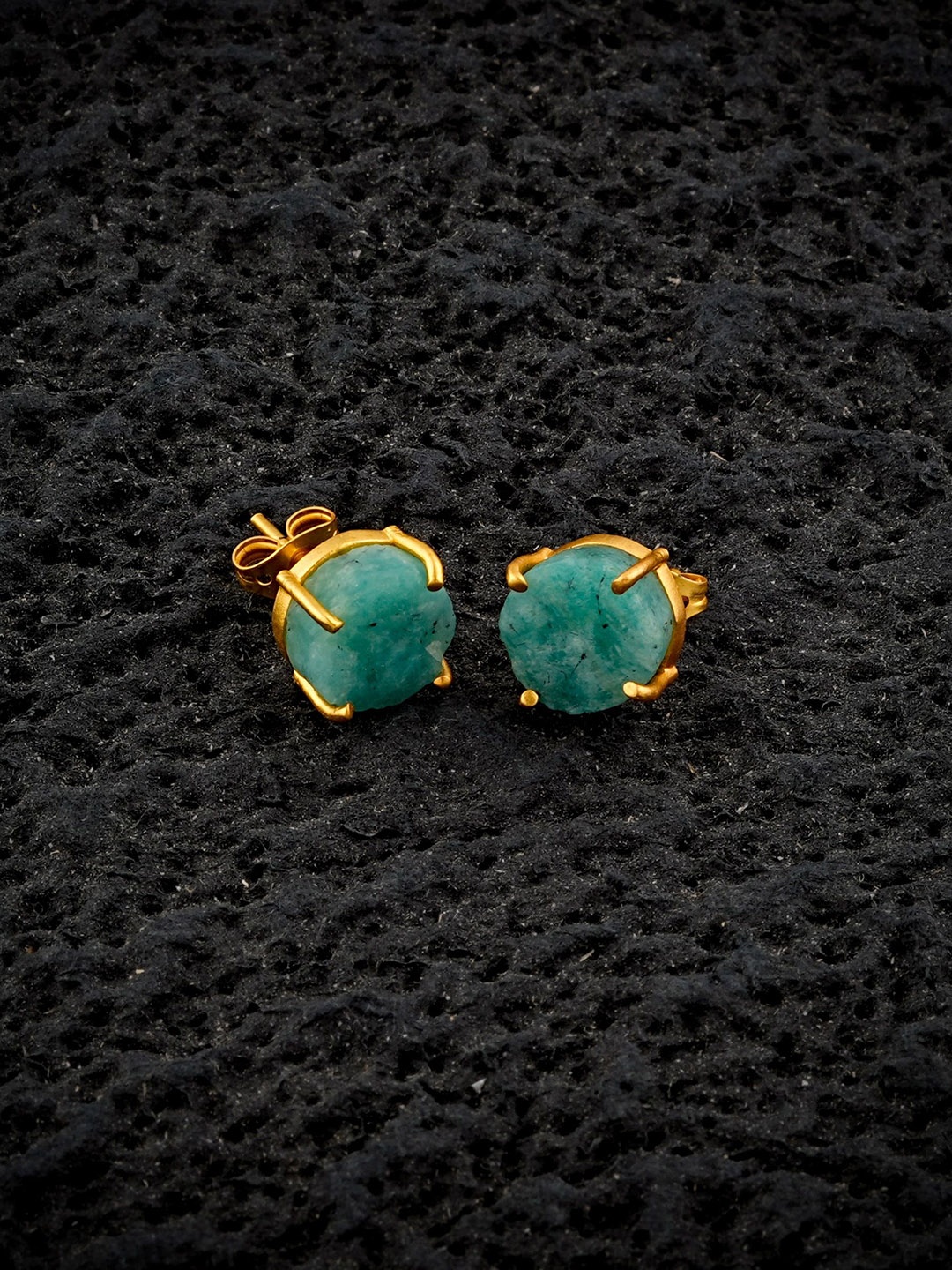 

TOTAPARI Gold-Plated Circular Shaped Agate Studs, Blue
