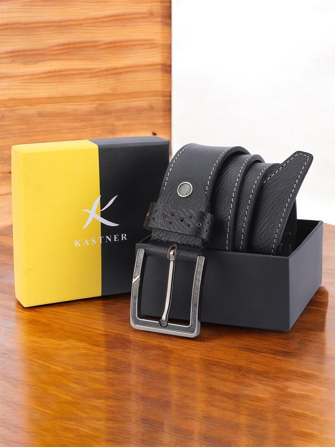 

Kastner Men Leather Formal Belt, Black