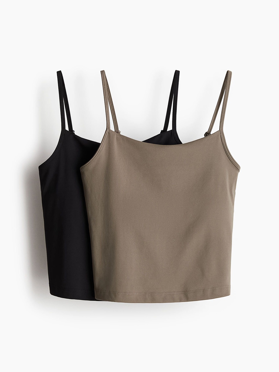 

H&M 2-Pack Sports Strappy Tops With Drymove, Beige