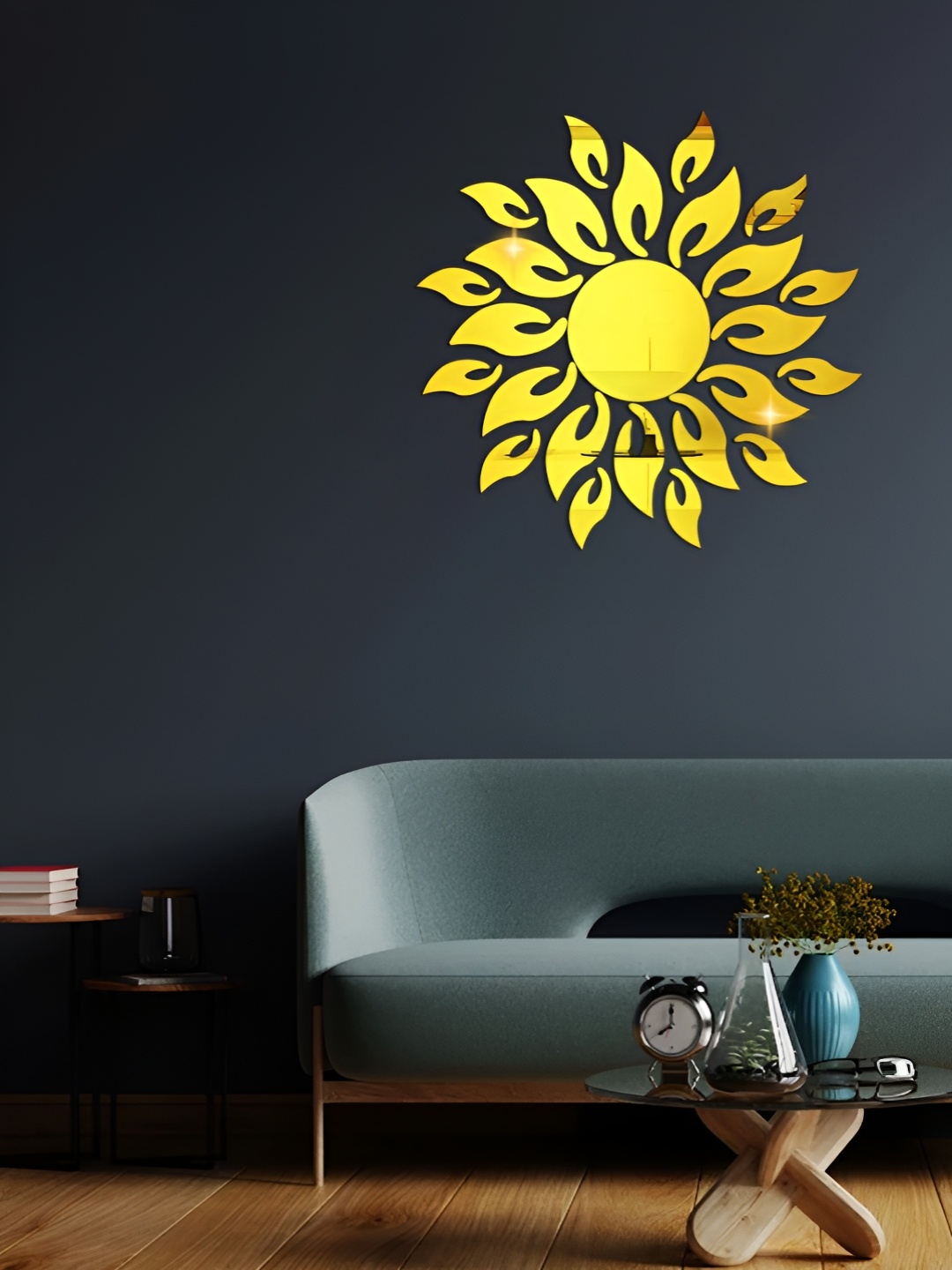 

WallDaddy Gold Toned Sun Mirror WallSticker