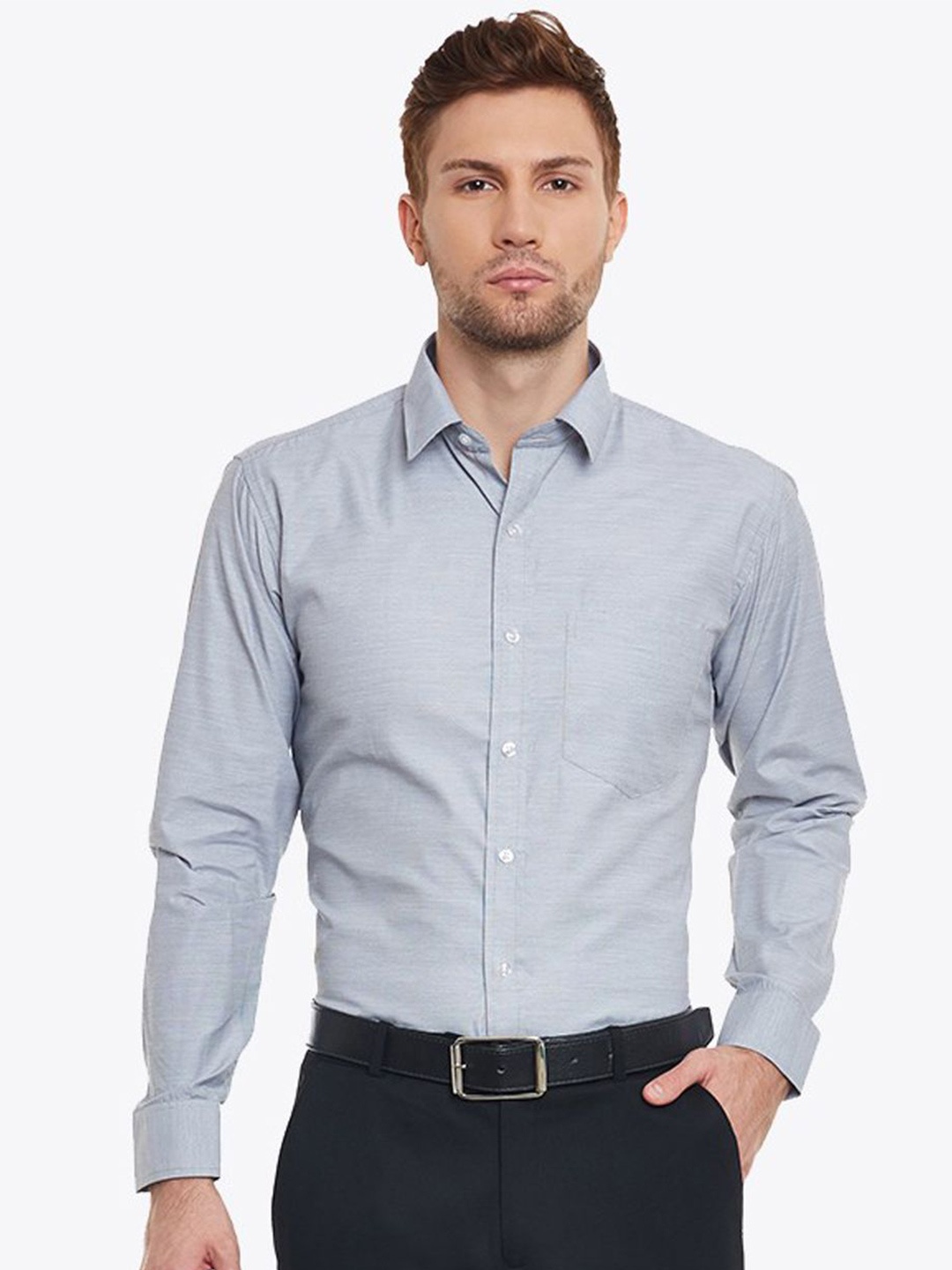 

PulseIQ Men Slim Fit Opaque Formal Shirt, Grey