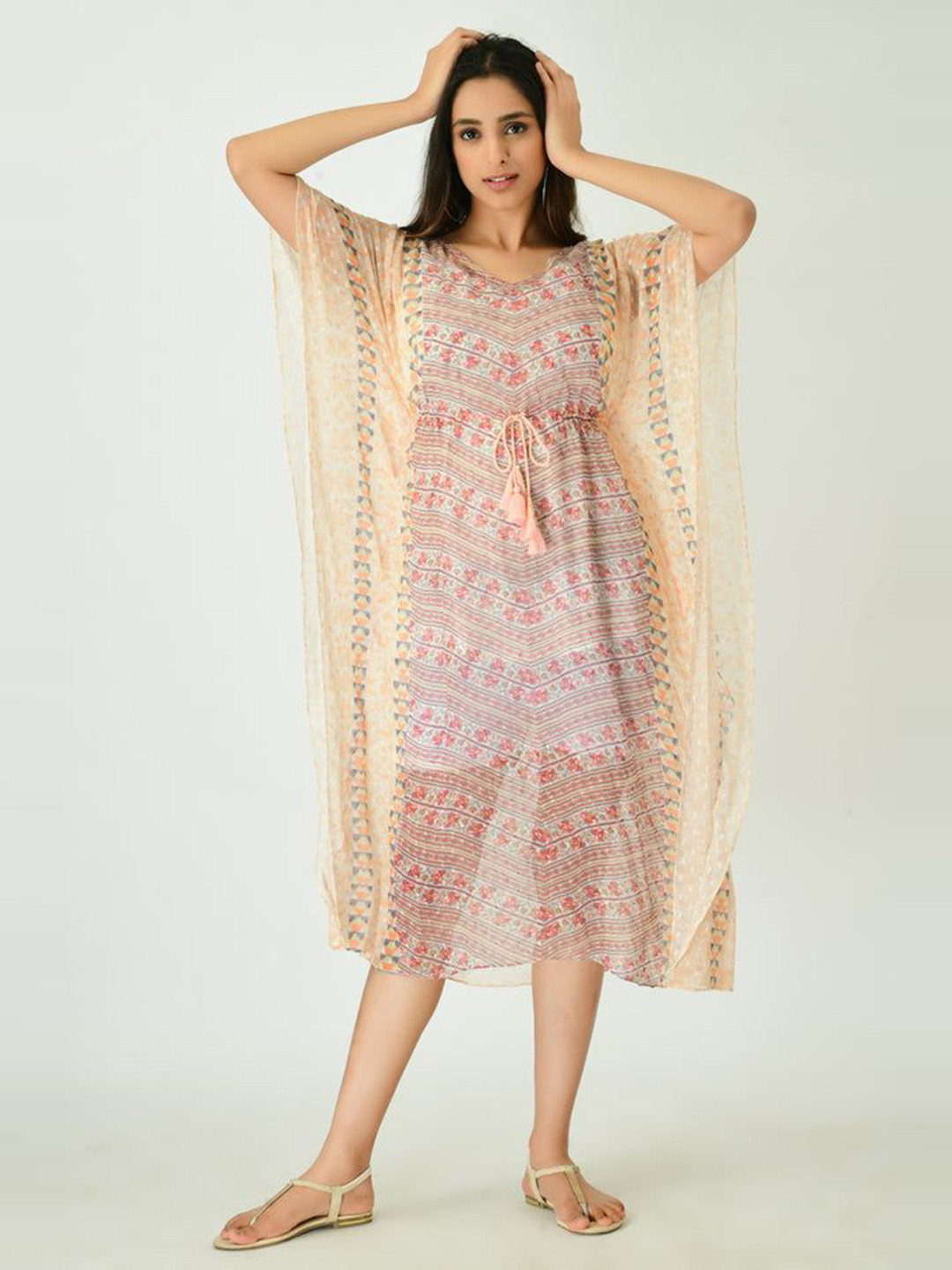 

SEEDS OF FUSION Floral Print A-Line Midi Dress, Multi