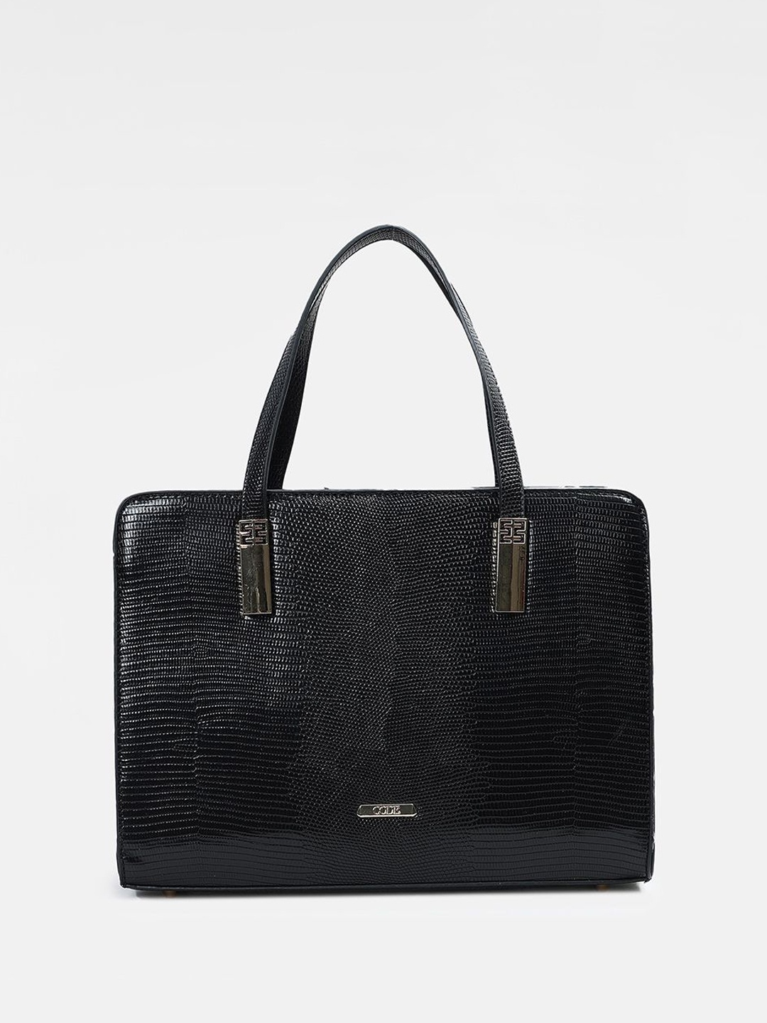 

CODE by Lifestyle PU Oversized Shopper Handheld Bag with Cut Work, Black