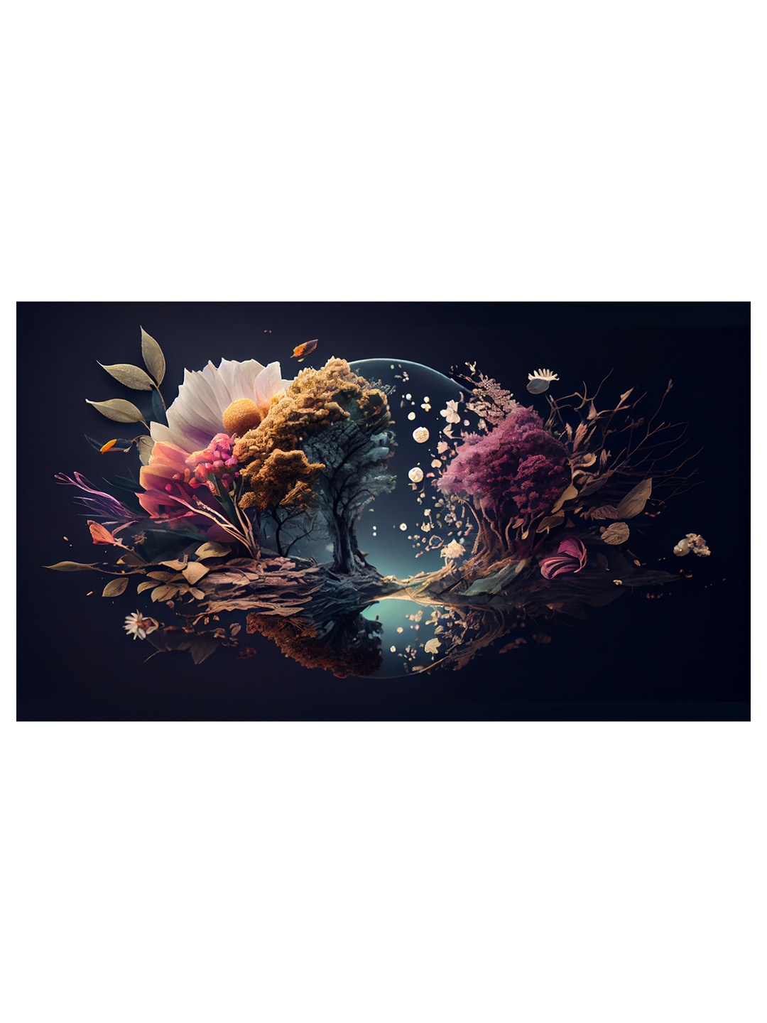 

CVANU Blue & White Floral And Botanical Rectangle Canvas Wall Painting