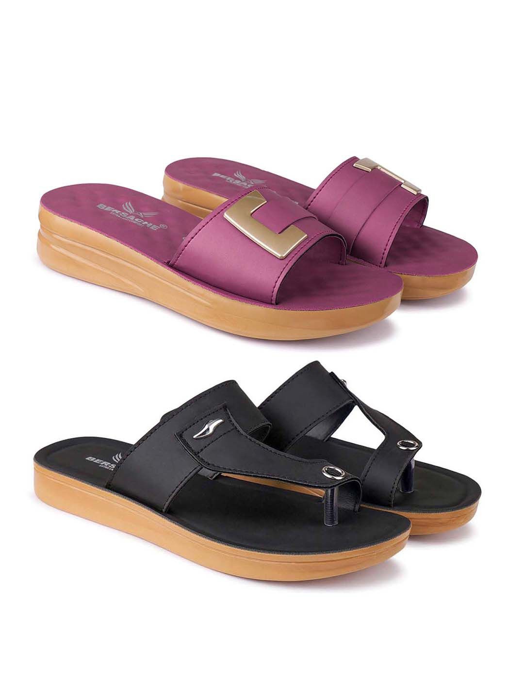 

BERSACHE Women Open Toe Flats, Purple