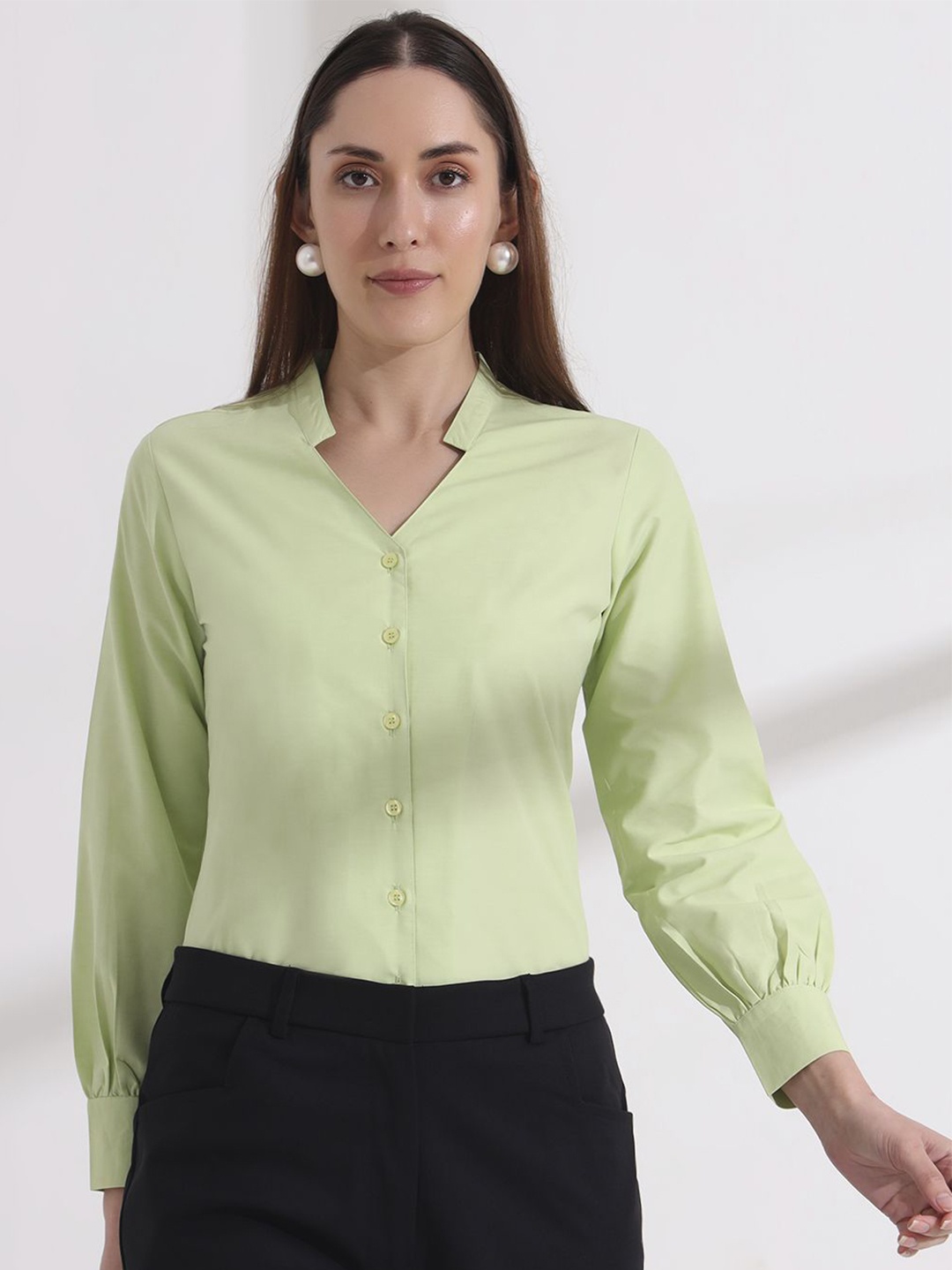 

FITHUB Women Opaque Formal Shirt, Green