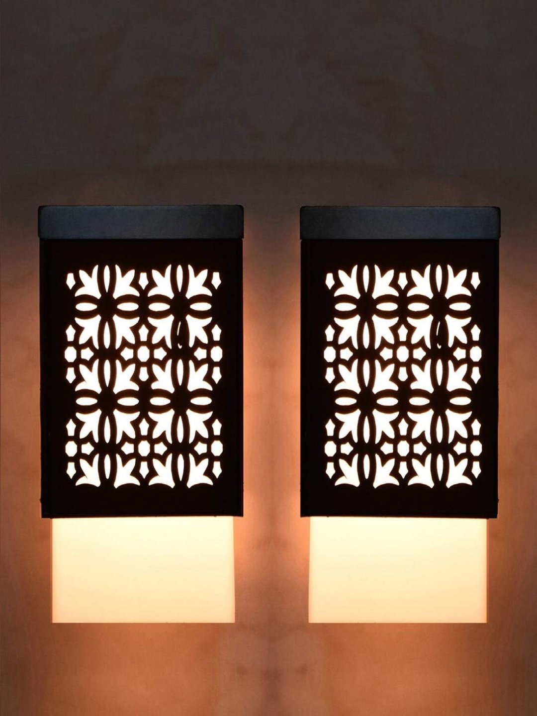 

Gojeeva Black & White 2 Pieces Textured Wooden Square Shaped Contemporary Ceiling Lamps