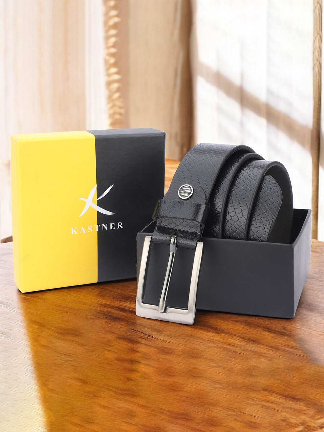 

Kastner Men Leather Formal Belt, Black