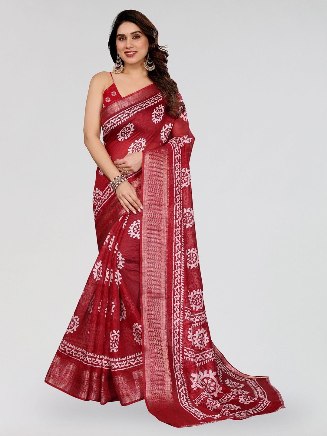 

Moda Rapido Ethnic Motifs Zari Saree, Maroon