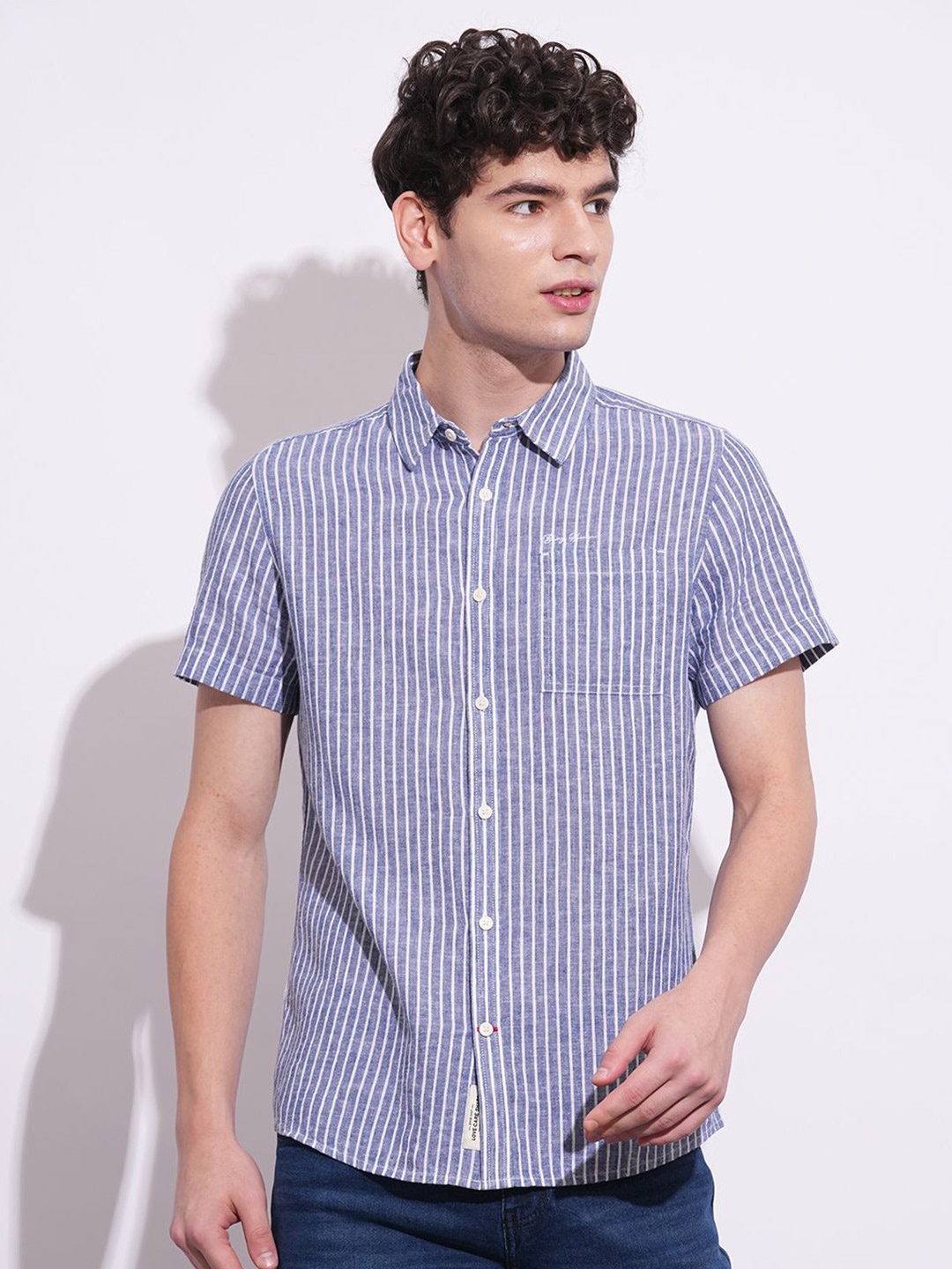 

Being Human Men Classic Opaque Striped Casual Shirt, Blue
