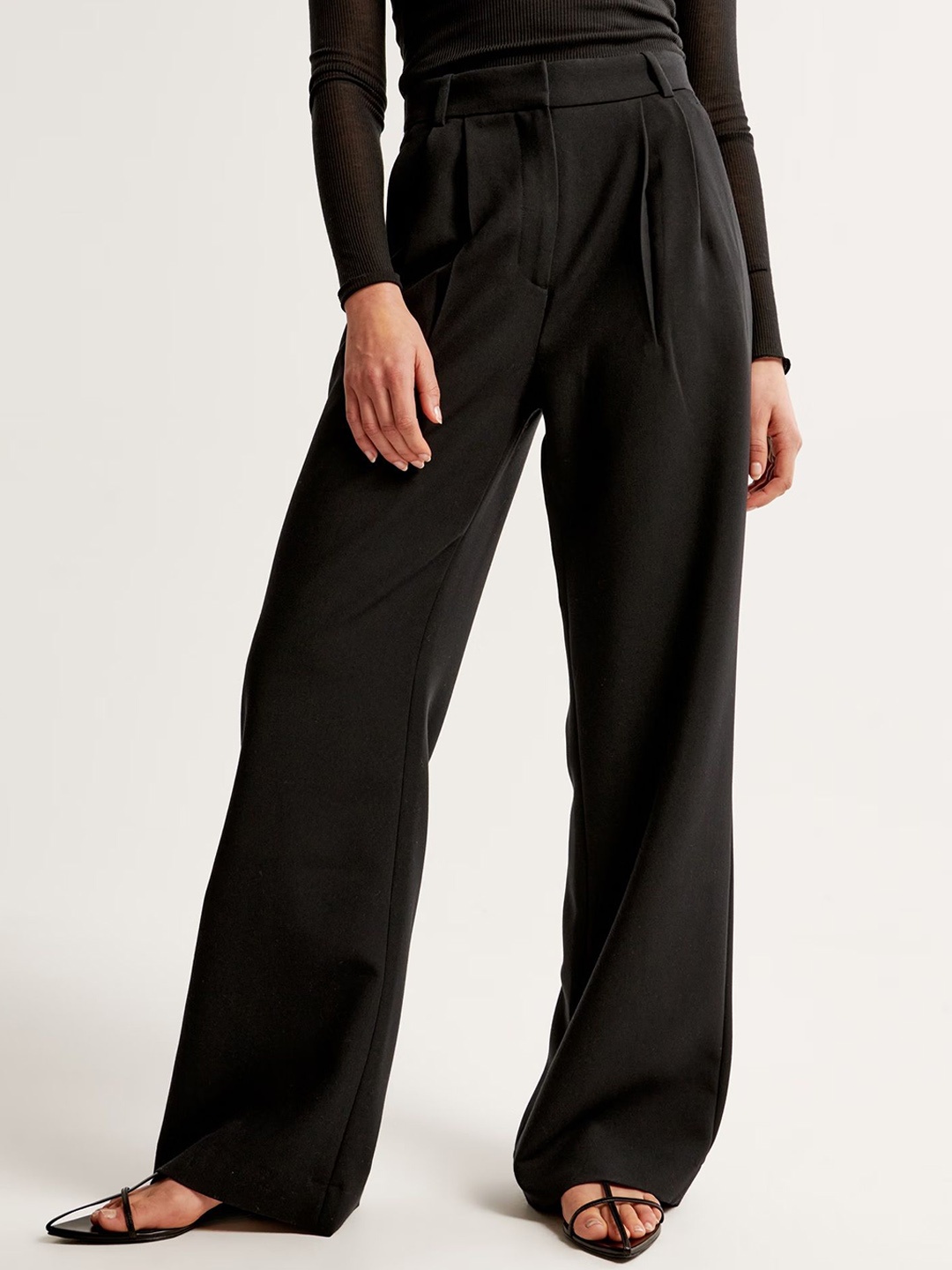 

FNOCKS Women Ultra Loose Fit High-Rise Cotton Wide Leg Trousers, Black