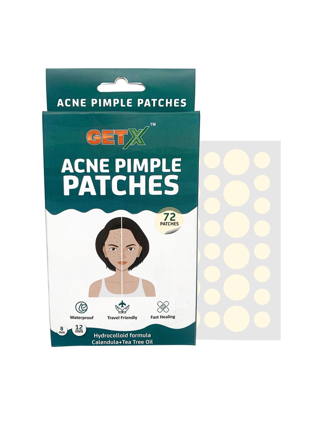 

GETX Waterproof Tea Tree Oil Acne Pimples Patches - 72 Patches, Transparent