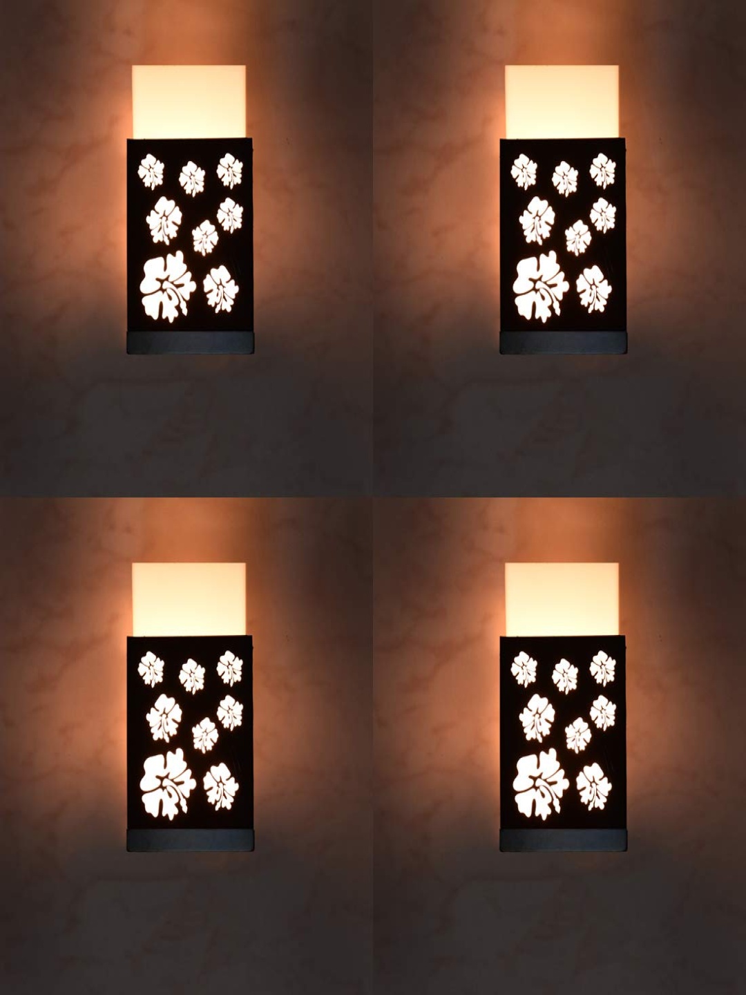 

Gojeeva Black 4 Pieces Wood Square Shaped Textured Contemporary Wall Lamp